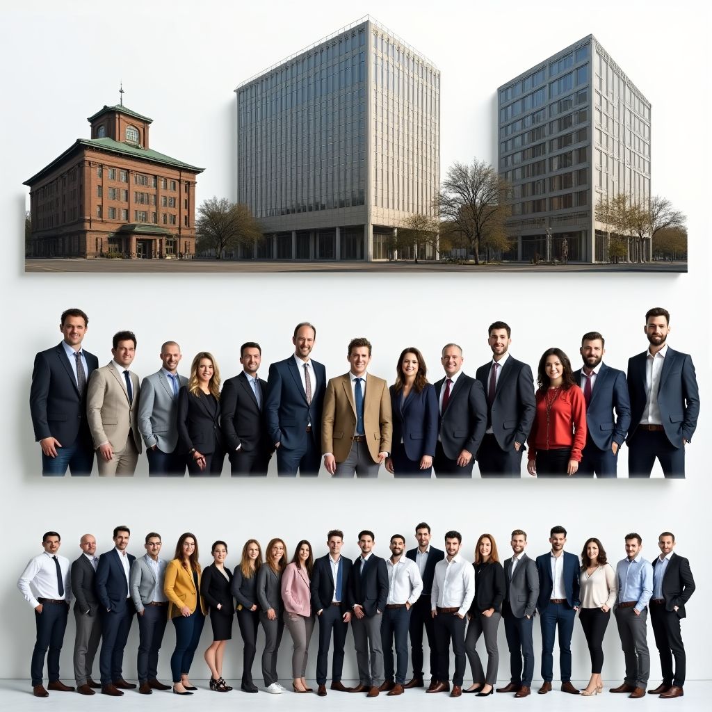Collage de imágenes que muestran el crecimiento de la empresa a lo largo del tiempo.