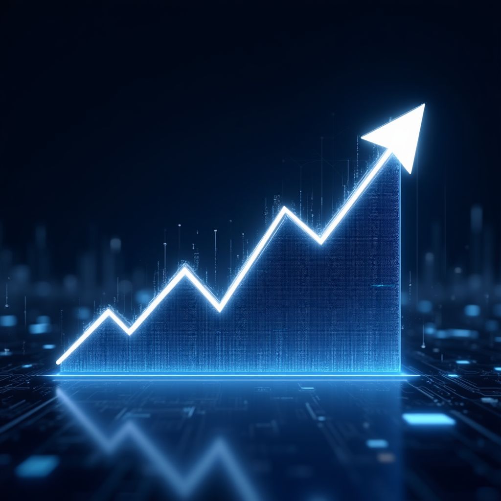 Gráfico de crecimiento de una startup tecnológica.